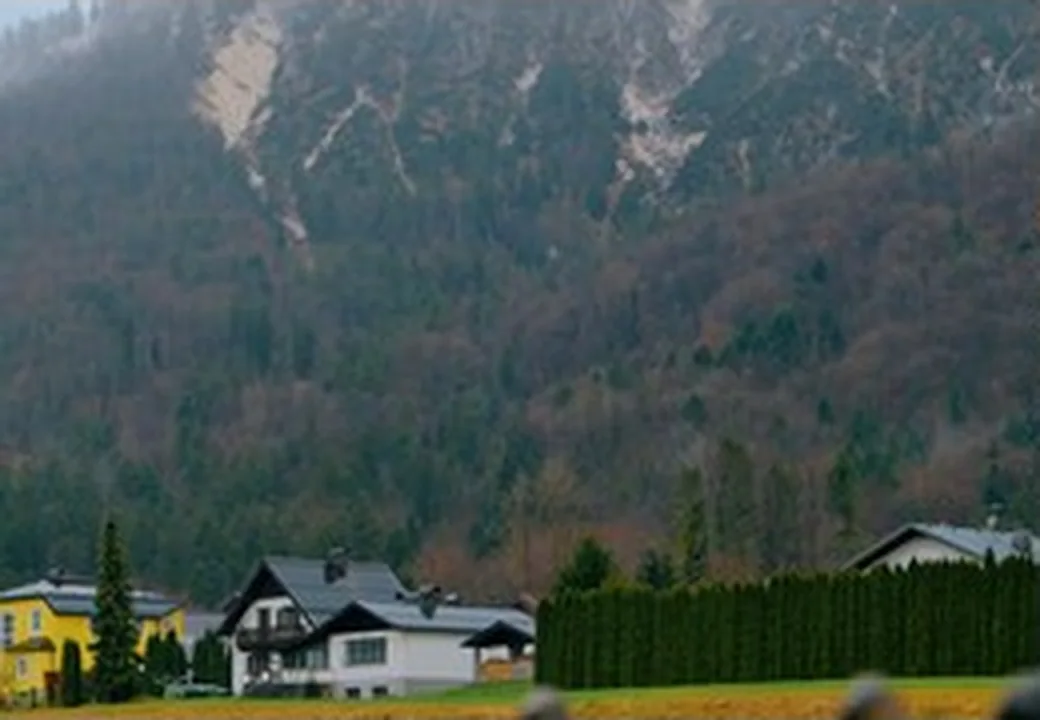 Alpine Wohnlage mit regionalen Häusern